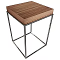 Modern Side Table With Wooden Top And Metal Frame For Living Room Decor