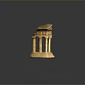 Ancient Style Classical Architecture Model With Columns Detailed Roof And Stone Base