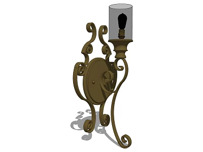 Classic Wall Sconce With Curved Metal Ornaments And Transparent Glass Shade 3d model