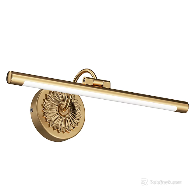 Gold Ornate Wall Light With Round Floral Pattern Base And Linear Design 3d model