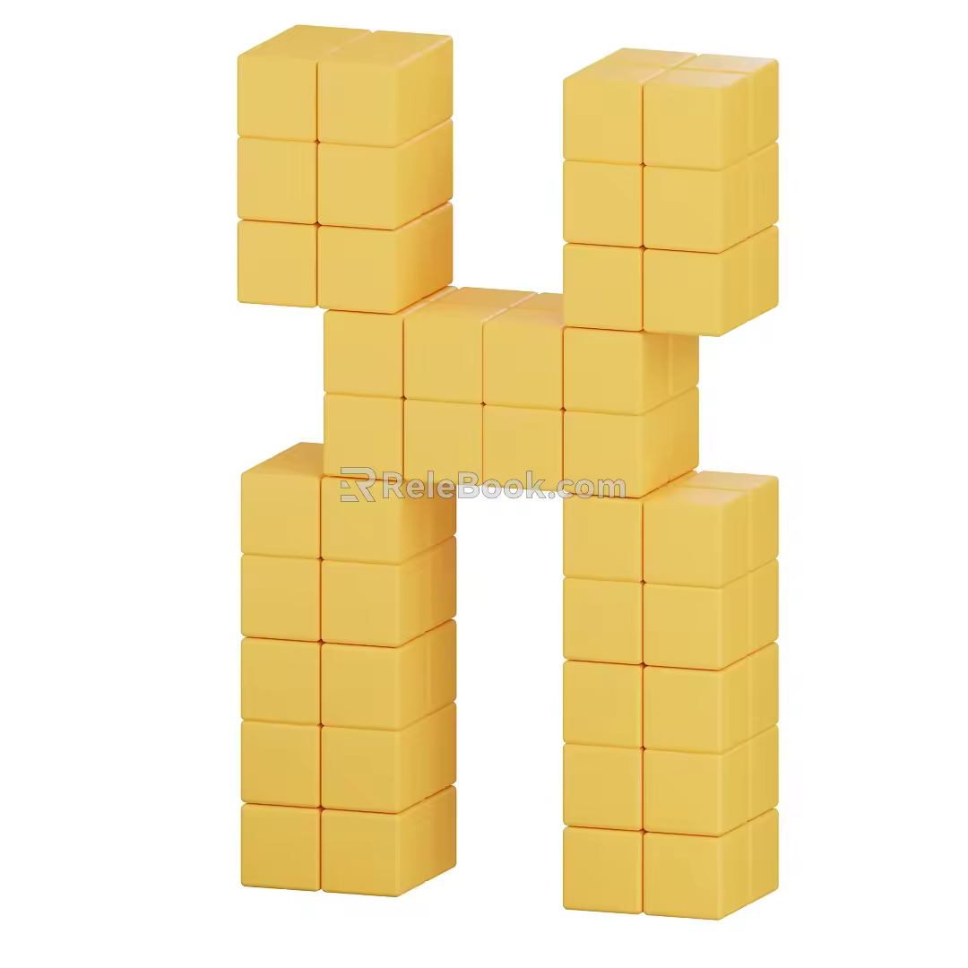 Modern English Letter Building Blocks 3d model