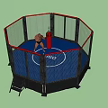 Octagonal Martial Arts Training Cage With Punching Bag And Blue Mat Sports Equipment