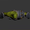 Muscular Green Skinned Man Wearing Silver Armor Shoulder Plates Belt And Blue Pants