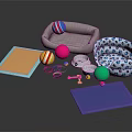 Pet Supplies with Soft Beds Colorful Balls Food Bowls Mats and Small Toys