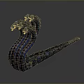 3D Rendered Mythical Two Headed Snake With Scaled Body And Blue Glowing Stripes