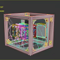 Transparent Open Frame Computer Case With Visible Motherboard And Graphics Card 3d model