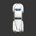 White Vintage Classic Car With Streamlined Body Blue Windows And Chrome Details