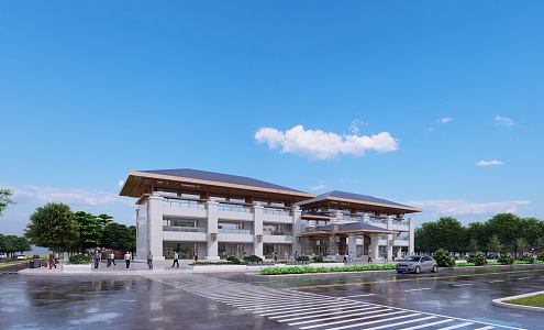 New Chinese style office building administrative complex building 3d model