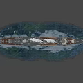Vintage Gray Warship With Two Smokestacks Emitting Smoke Sailing On Ocean Waters