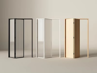 Modern Minimalist Folding Doors in Black White and Wooden for Interior Room Dividers 3d model