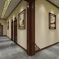 Traditional Chinese Medicine Clinic With Herbal Cabinets Calligraphy Scrolls And Wooden Furniture