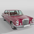 Red Classic Mercedes 200 SEL Sedan With Chrome Grille And Vintage Design