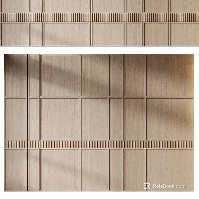 Modern Wooden Wall Decor With Linear Panel Structure And Natural Texture 3d model 