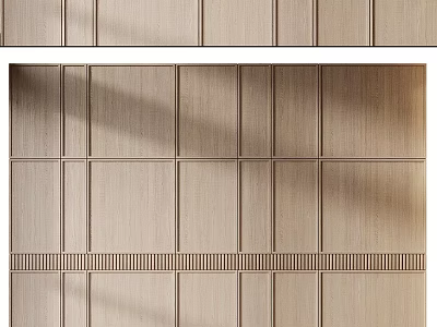 Modern Wooden Wall Decor With Linear Panel Structure And Natural Texture 3d model