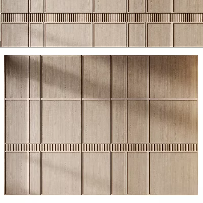 Modern Wooden Wall Decor With Linear Panel Structure And Natural Texture 3d model