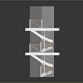 Spiral Staircase Model With Multi Level Platforms And Wooden Steps Transparent Structure