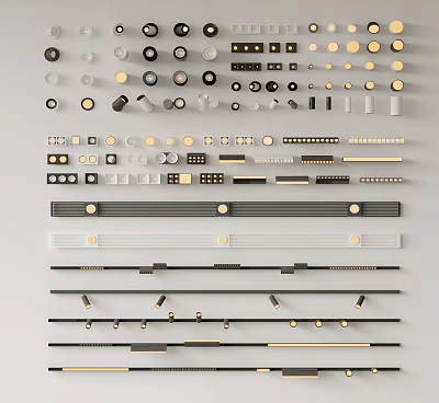 Downlights And Spotlights In Various Styles And Different Sizes For Home And Commercial Lighting 3d model
