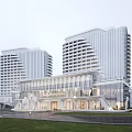 Modern High Rise Residential Buildings Featuring Glass Curtain Walls And White Exterior Design
