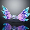 Unique Wall Decor With Patterned Blue Purple Gradient Wings And Transparent Crystal Ball 3d model
