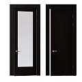 Black Modern Hinged Doors With Glass Panel Solid Panel And Metal Handles 3d model