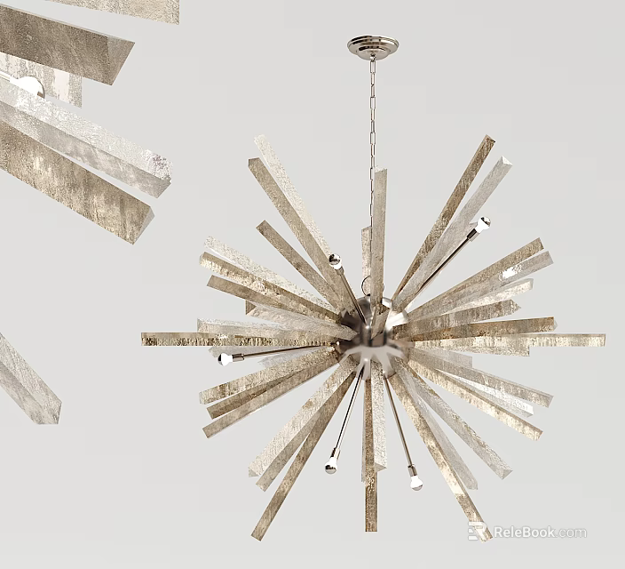 Modern Crystal Chandelier With Starburst Design And Silver Metal Frame Details 3d model 