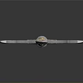Ornate Battle Axe Featuring Golden Decorations Silver Blades Red Gem And Beaded Handle