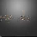 Modern Chandelier Featuring Spherical Glass Bulbs And Golden Hanging Frame Design
