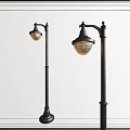 Classic Outdoor Garden Lights With Black Pole And Glass Shade Design For Exterior Use