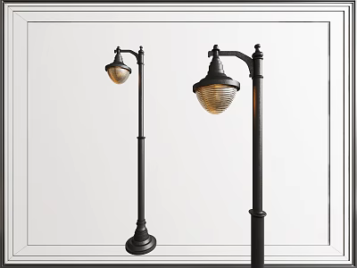 Classic Outdoor Garden Lights With Black Pole And Glass Shade Design For Exterior Use 3d model