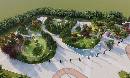 Leisure Park Modern Park 3d model