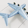Detailed Light Blue Atlas Military Transport Aircraft Model With Propeller Engines