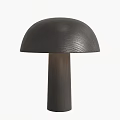 Minimalist Two Black Wooden Mushroom Table Lamps With Natural Wood Grain Design