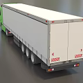 Green Modern Semi Truck Featuring White Cargo Trailer And Sleek Design