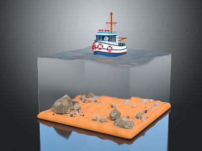 modern engineering ship industrial ship digging ship gold mining ship 3d model