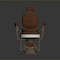 Stitched Brown Leather Massage Chair With Metal Frame Armrests And Footrest