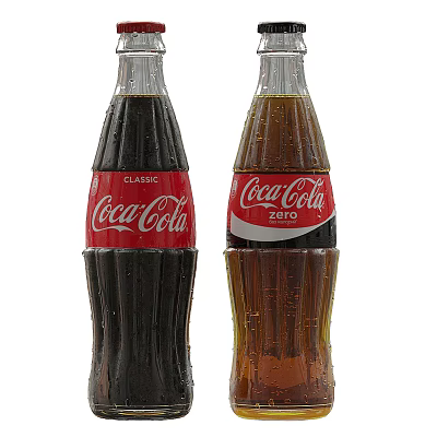 Coca-Cola Classic and Zero Sugar Soft Drink Bottles on White Background 3d model