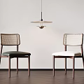 Modern Single Chair With Woven Back Design Wooden Frame And Upholstered Seat