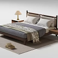 Modern Double Bed Bedroom Design With Nightstand Table Lamp Gray Bed Sheets Patterned Blanket And Rug
