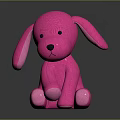 Cute Pink Plush Dog Toy Sitting On Children Bedroom Furniture