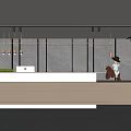 Modern Reception Interior Design With Sleek Desk Lighting And Decorative Sculpture