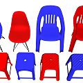 Plastic Leisure Chairs In Vibrant Blue Red Purple With Simple Design For Outdoor Casual Use