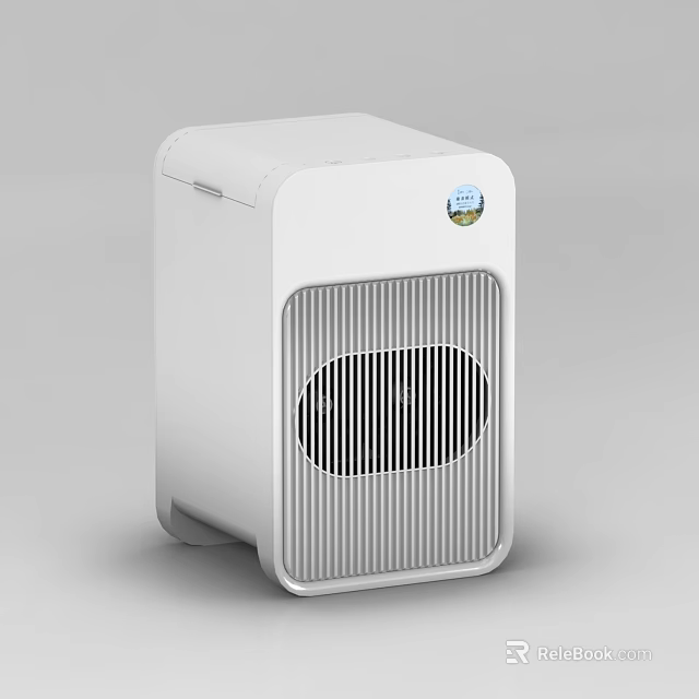 White Air Purifier With Front Grille And Top Display Panel Design 3d model 
