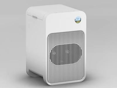 White Air Purifier With Front Grille And Top Display Panel Design 3d model