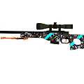 High Quality Tactical Camouflage Rifle With Scope And Blue White Pattern Design 3d model