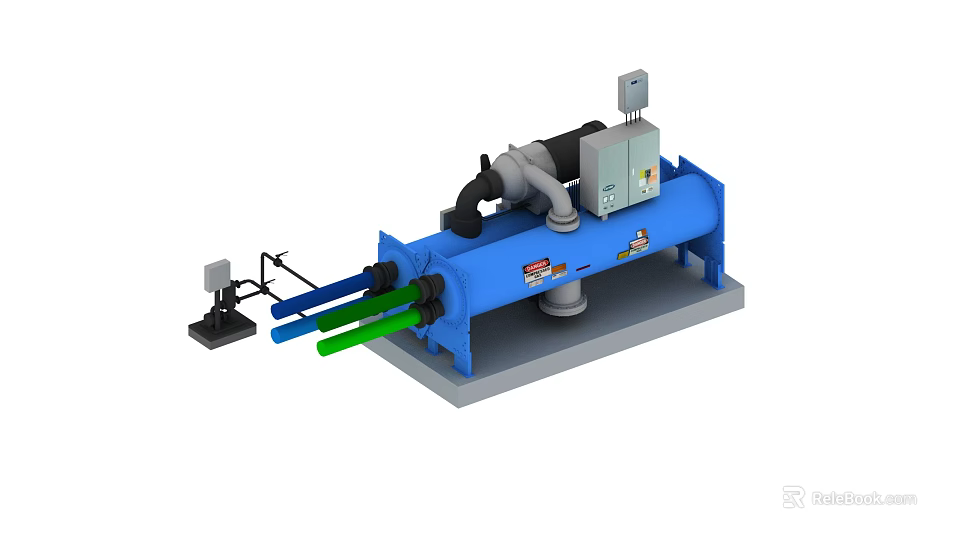 Blue Heavy Duty Industrial Equipment With Pipes Control Panel And Stable Base Platform 3d model 
