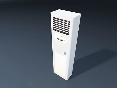White Upright Air Conditioner Fan With Modern Grille And Control Panel 3d model