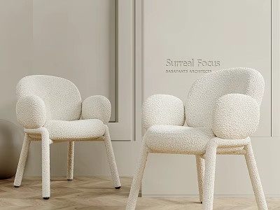 Modern White Plush Single Chair With Soft Design For Indoor Living Space 3d model