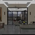 Modern Lobby Reception Area With Glass Doors Welcome Sign Sofa And Green Plants