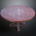 Round Wooden Table With Textured Surface And Sturdy Cross Base Design 3d model