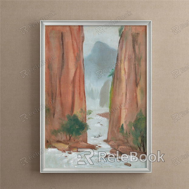 New Chinese Landscape Painting Brown Entrance Natural Landscape model